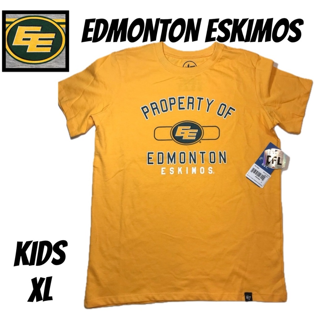 NWT EDMONTON ESKIMOS 47 BRAND PROPERTY OF EDMONTON ESKIMOS CFL  GOLD XL